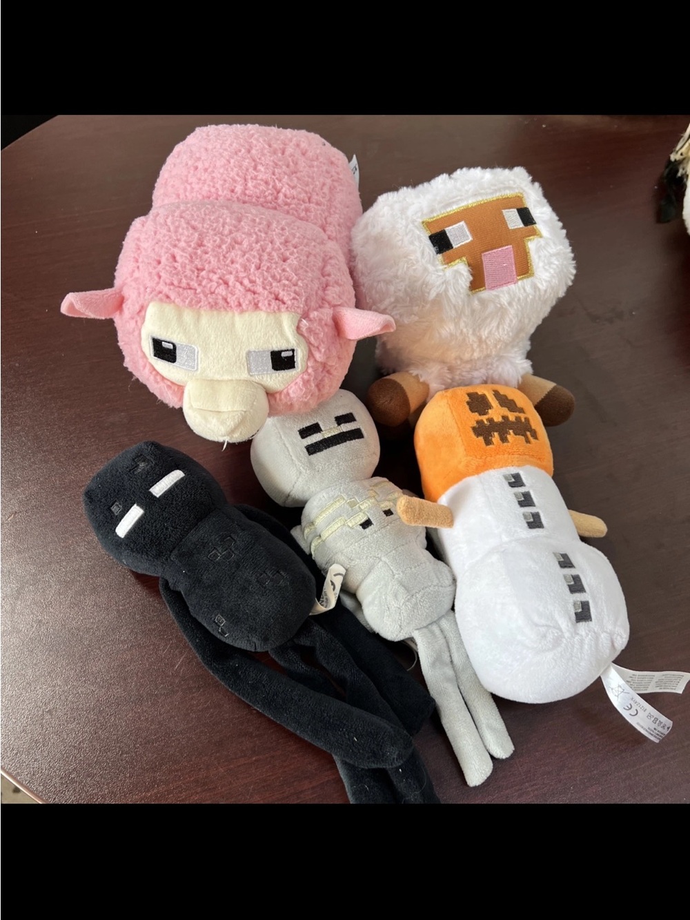 Minecraft Plush Character Set - Pink, White, Black, Gray, Orange lot of 5